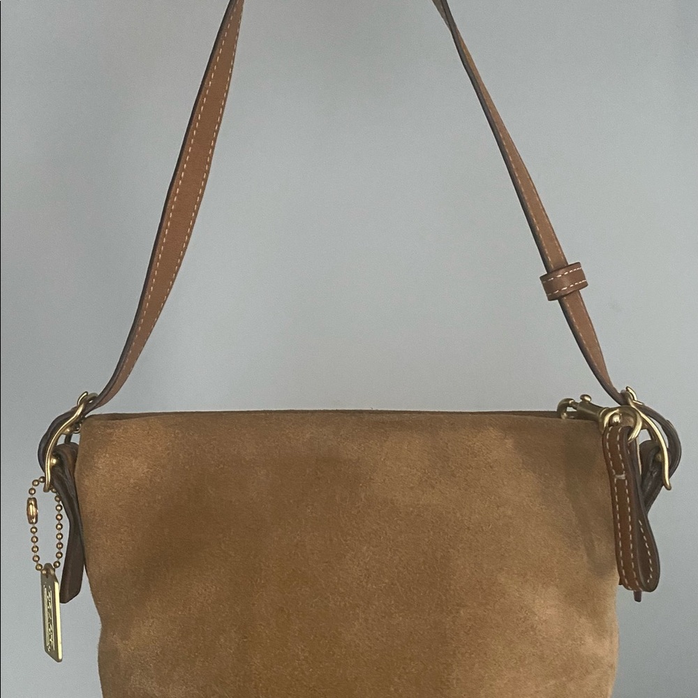 Coach small brown suede hand bag
